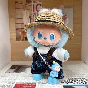 Labubu Outfit Set for Gen 1/2/3 – Blue Overalls & Hat (No Doll)